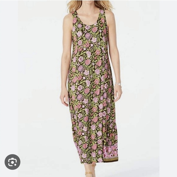 J. Jill Dresses & Skirts - J.Jill green and pink floral dress size S
